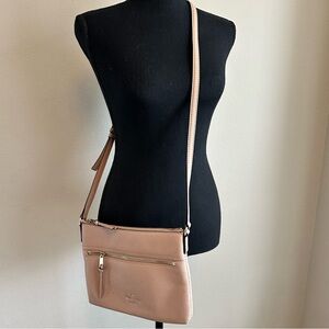Kate Spade Pebbled Leather Crossbody Bag Purse Blush Pink Beige Adjustable Strap